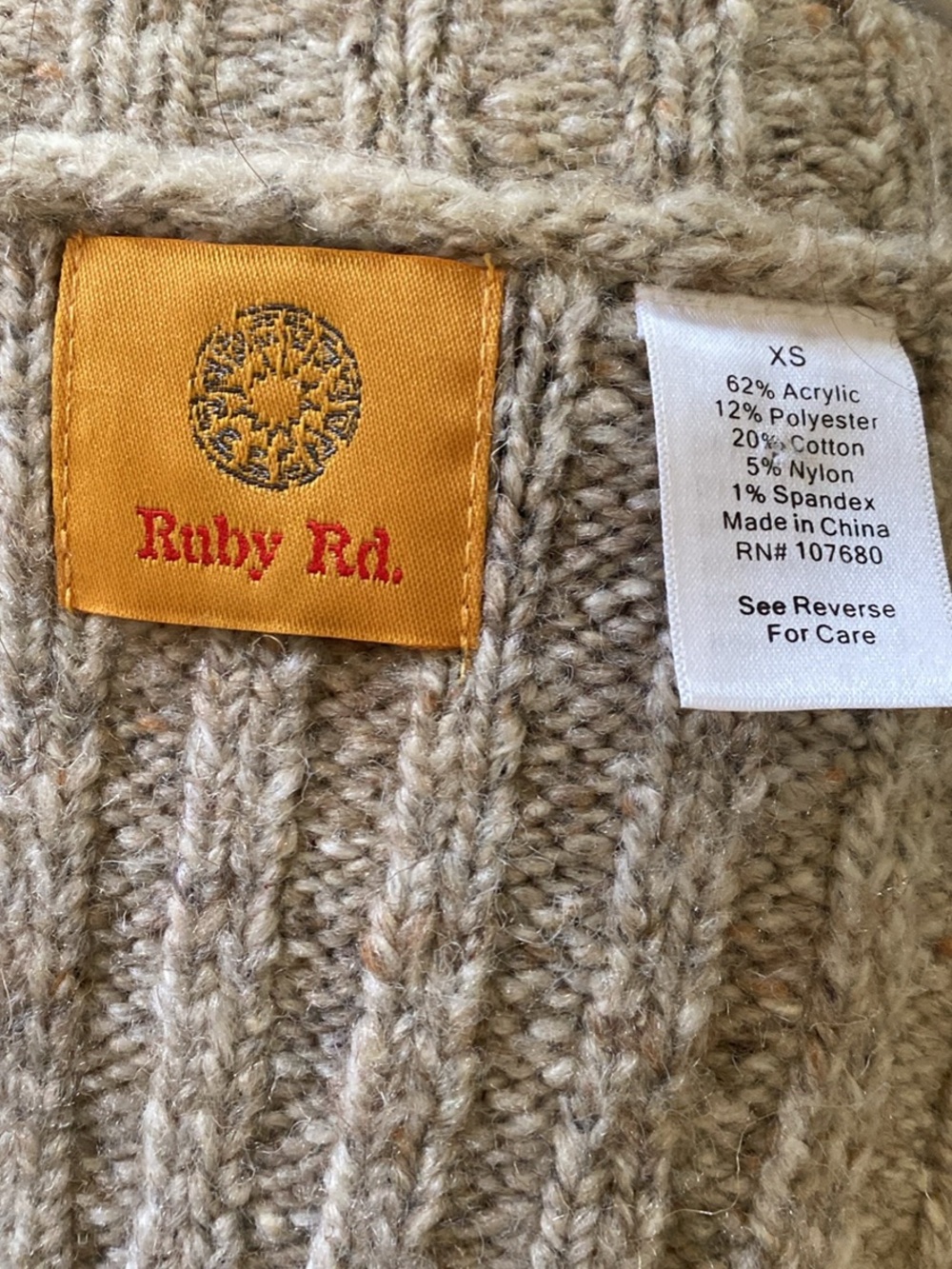 Ruby Rd. Cream Sequin Embellished Ribbed V-Neck Cardigan - Picture 3 of 3